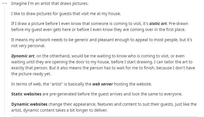 Static vs dynamic website explanation